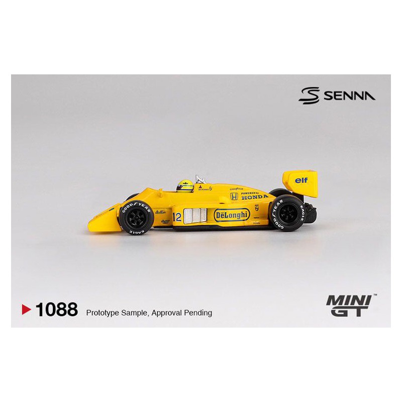 Lotus 99T Nr.12 Ayrton Senna Monaco GP Winner '87, geel, 1:64, MiniGT (1088)