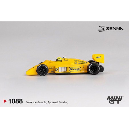 Lotus 99T Nr.12 Ayrton Senna Monaco GP Winner '87, geel, 1:64, MiniGT (1088)