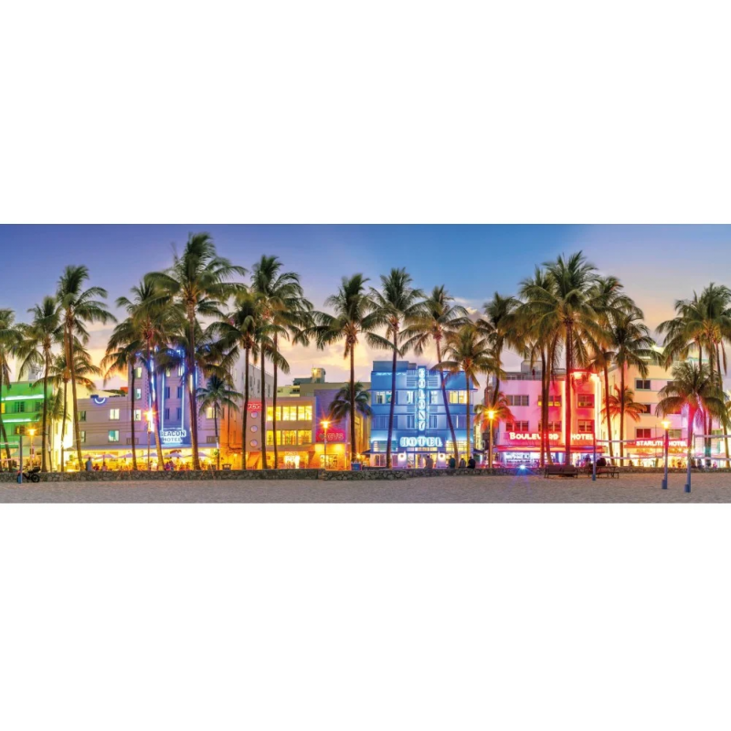 1000stukjes Ravensburger Night glow on ocean drive Panorama puzzel