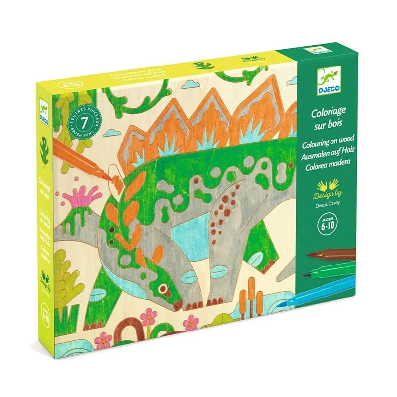Djeco - Kleuren op hout: Dino wereld