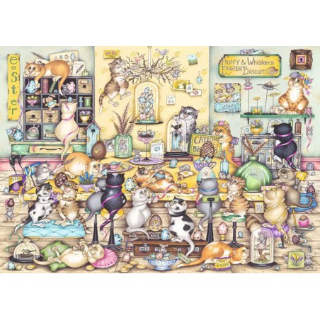1000stukjes puzzel Ravensburger Crazy Cat's Easter Eggstravaganza