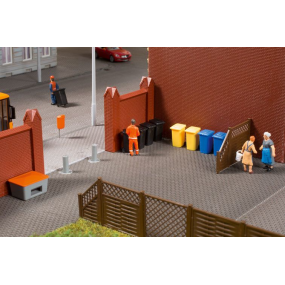 Afvalbakken, afvalcontainers / Mülltonnen mit Zubehör, Auhagen H0 (41649)