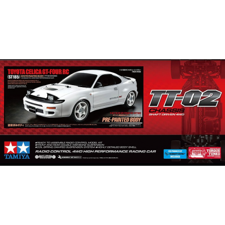 RC Toyota Celica GT-FOUR RC (ST185) (White Painted Body) (TT-02), Tamiya, Modelbouw RC