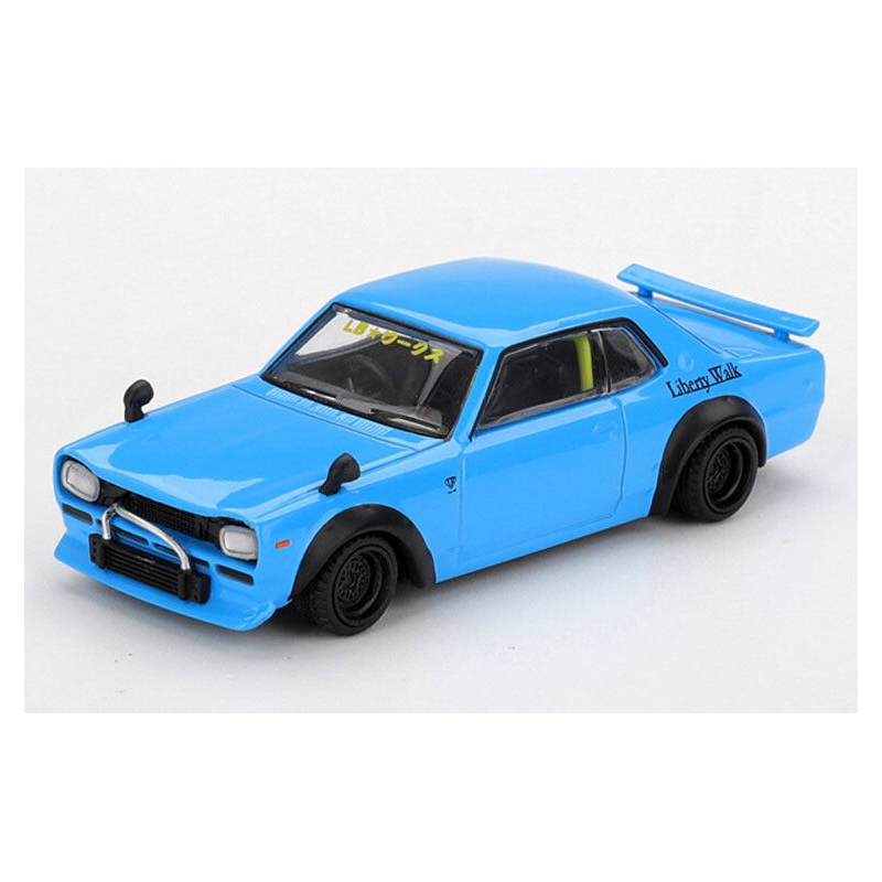 Nissan Hakosuka LB Works '15, blauw (baby blue) 1:64, MiniGT (1169)