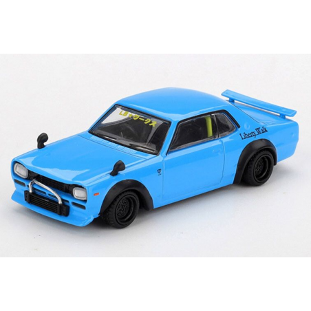 Nissan Hakosuka LB Works '15, blauw (baby blue) 1:64, MiniGT (1169)