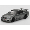 Nissan Skyline GTR (R34) '99, grijs (Dark metal grey) 1:64, Mini GT (1160) (Blister verpakking)