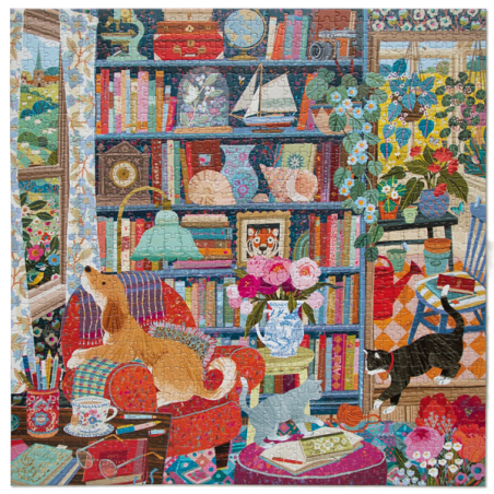English Cottage Library 1000 stukjes Eeboo vierkante puzzel