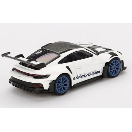 Porsche 911 (992) GT3 RS Weissach '24, wit/blauw 1:64, Mini GT (853)