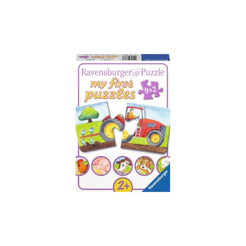 Ravensburger 9 puzzels van 2 stukjes Op de boerderij