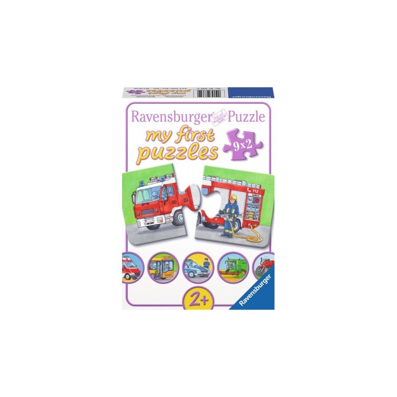 Ravensburger 9 puzzels van 2 stukjes speciale voertuigen