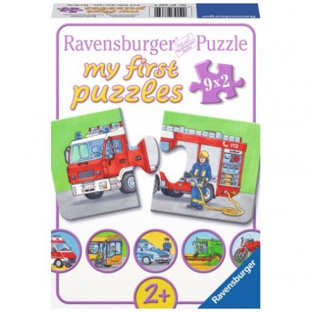 Ravensburger 9 puzzels van 2 stukjes speciale voertuigen