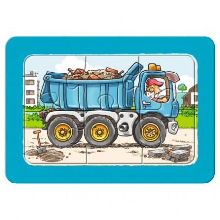 Ravensburger 3x6 stukjes frame puzzel  Graafmachine traktor en kiepauto