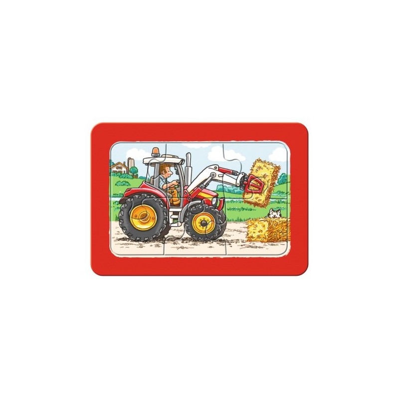 Ravensburger 3x6 stukjes frame puzzel  Graafmachine traktor en kiepauto