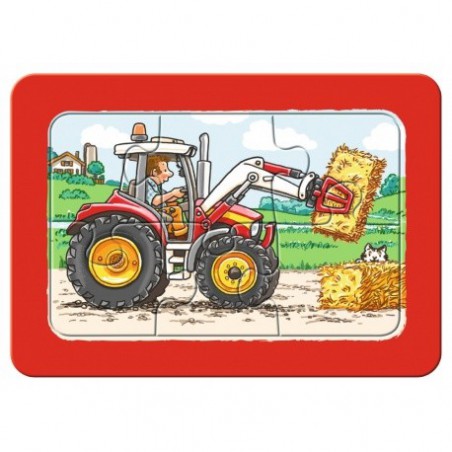 Ravensburger 3x6 stukjes frame puzzel  Graafmachine traktor en kiepauto