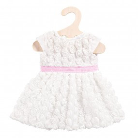 Heless, Jurk met roosjes wit/roze, 28-35 cm