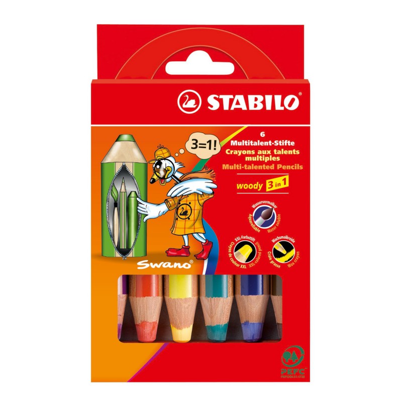 STABILO Woody 3in1 Etui - 6 kleuren