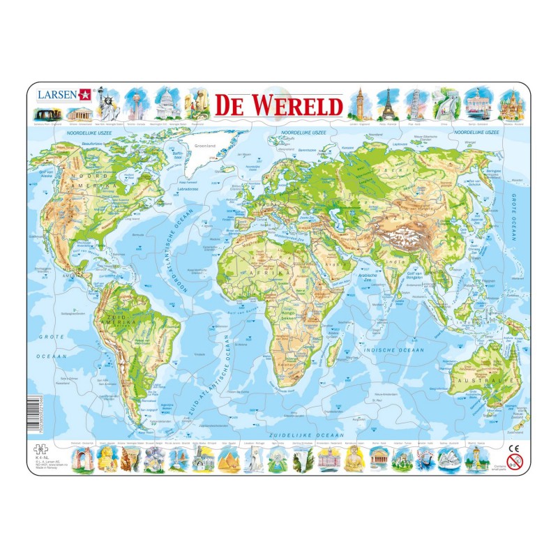 Puzzel Maxi Wereldkaart, 80st.