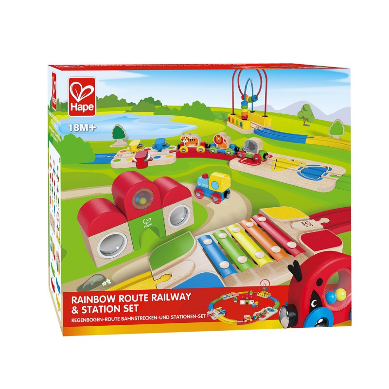 Regenboog Treinset met Station, Hape