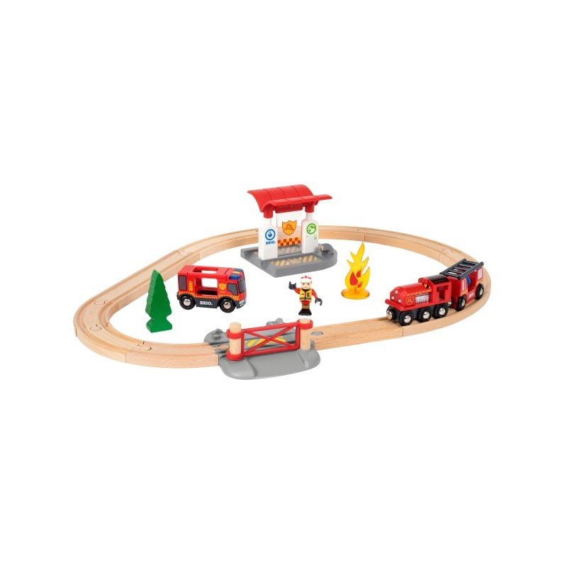 Brio treinset bij de brandweer