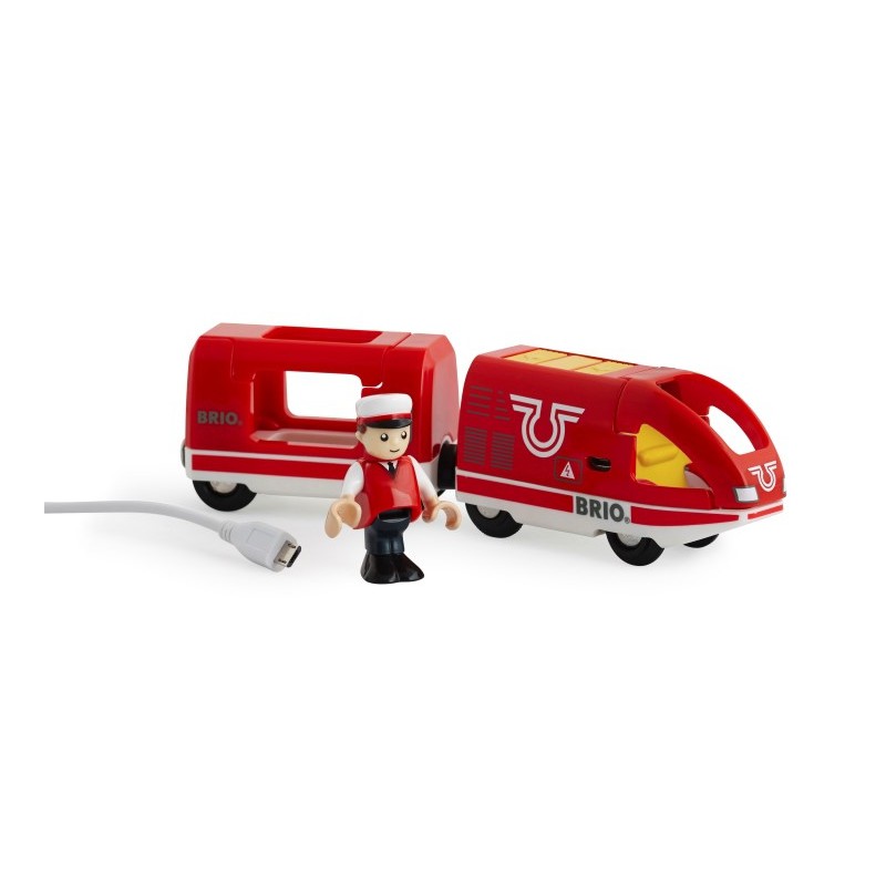 Brio oplaadbare rode passagierstrein met USB kabel