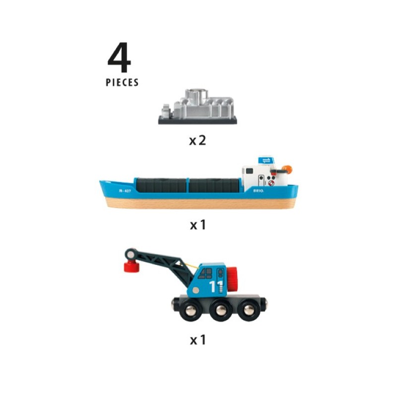 Brio containerschip met kraanwagen