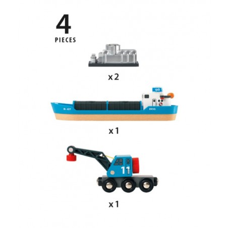 Brio containerschip met kraanwagen